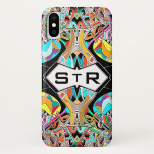 Colourful Hand Drawn Abstract I Monogram Initials iPhone X Case