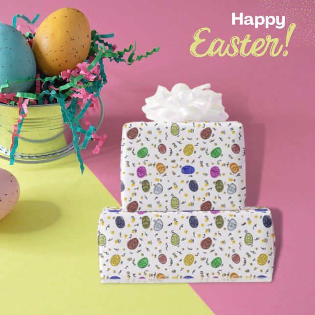 Colourful Hand Drawn Easter Eggs Wrapping Paper (Creator Uploaded)