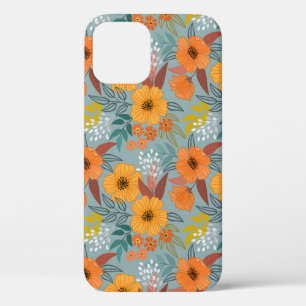 Colourful Hand Drawn Flowers Pattern iPhone 12 Case
