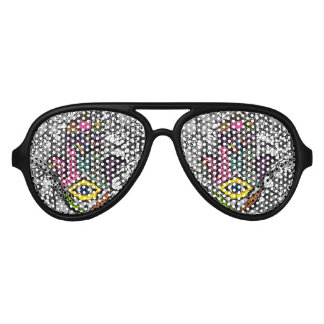 Colourful Hand Drawn Hamsa Hand an Floral Drawings Aviator Sunglasses
