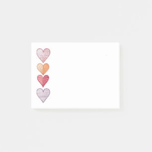 Colourful Hand-Drawn Hearts Post-it Notes