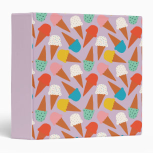 Colourful Hand-Drawn Ice Cream Cone Pattern Binder