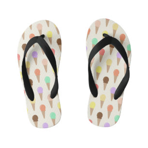 Colourful Hand Drawn Ice Cream Pattern Kid's Flip Flops