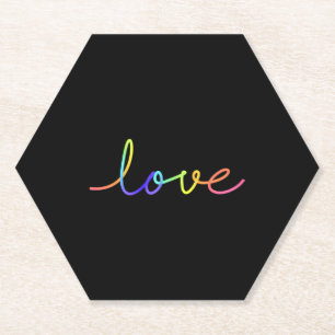 Colourful Hand Drawn Love Sticker Paper Coaster