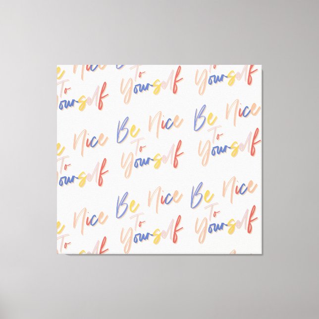Colourful Hand Drawn Motivational Pattern Canvas Print (Front)