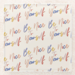 Colourful Hand Drawn Motivational Pattern Glass Coaster