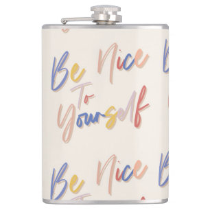 Colourful Hand Drawn Motivational Pattern Hip Flask