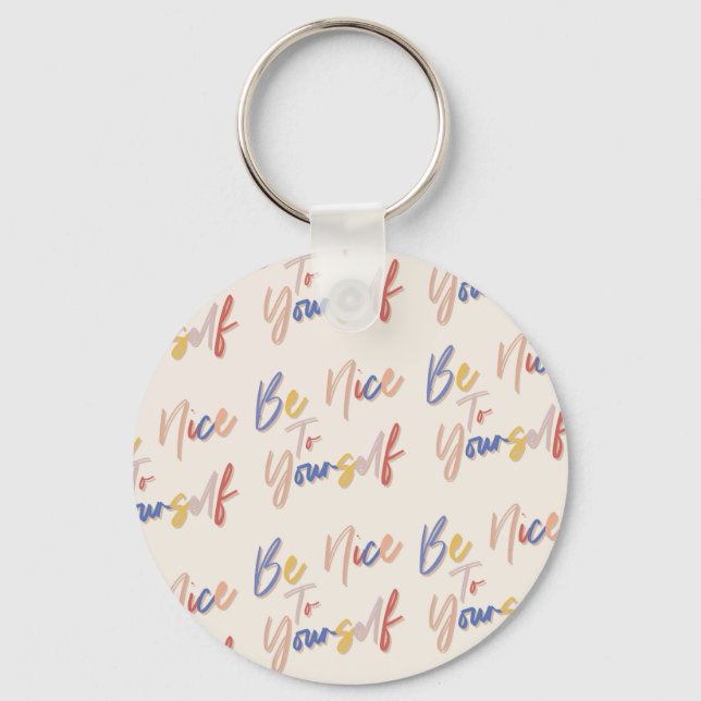 Colourful Hand Drawn Motivational Pattern Keychain (Front)