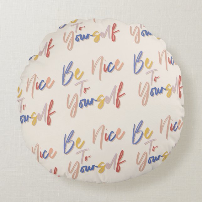 Colourful Hand Drawn Motivational Pattern Round Pillow (Front)