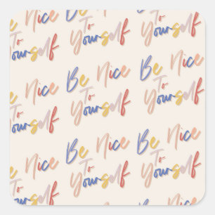 Colourful Hand Drawn Motivational Pattern Square Sticker
