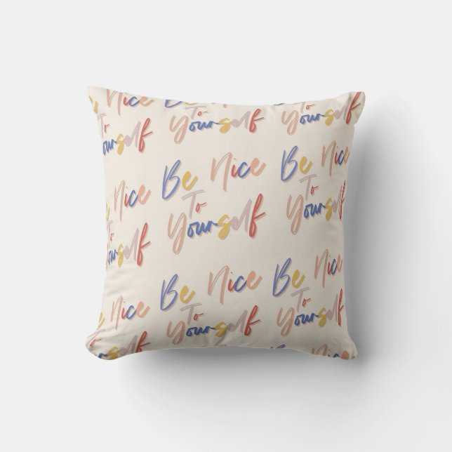Colourful Hand Drawn Motivational Pattern Throw Pillow (Front)