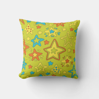 Colourful Hand-Drawn pop Star Cartoon Doodle Brigh Throw Pillow