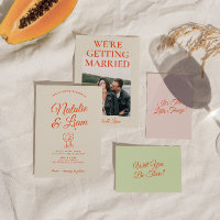 Colourful Hand Drawn Retro Unique Trendy Wedding 
