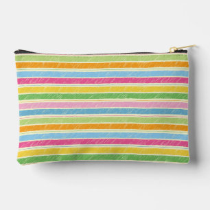 Colourful hand drawn stripes pattern accessory pouch