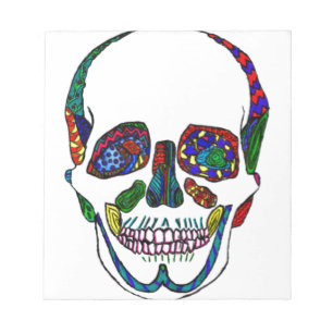 Colourful Hand Drawn Sugar Skull Mosaic Notepad