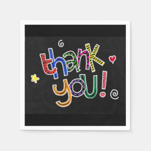 Colourful Hand Drawn Thank You Napkin