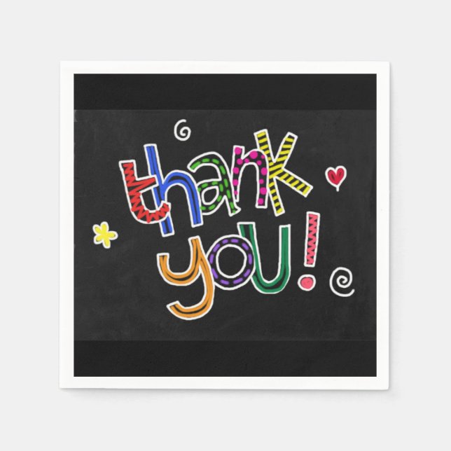 Colourful Hand Drawn Thank You Napkin (Front)
