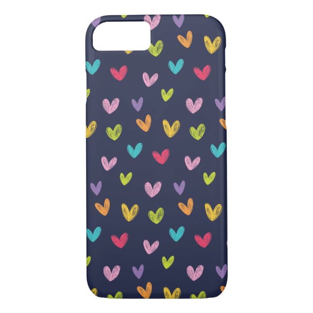 Colourful Hand Drawn Valentines Hearts Pattern 2 Case-Mate iPhone Case (Back)
