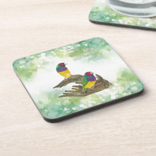 Colourful Hand-Painted Gouldian Finch Coaster