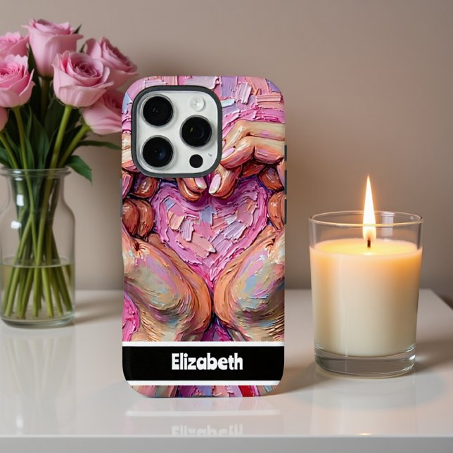 Colourful Hand Painted Heart Design Personalizatio Case-Mate iPhone Case (Creator Uploaded)