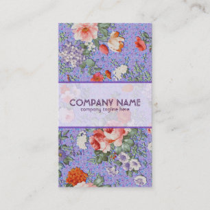 Colourful Hand Painted Rustic Flower-Purple Back Business Card