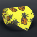 colourful hand painted tropical pineapple pattern tie<br><div class="desc">Summer and fresh design featuring hand pained pineapple pattern and bright yellow background.</div>