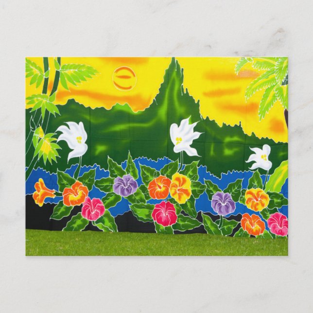 Colourful hand painted wraps.  Moorea, French Postcard (Front)