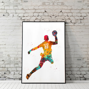 Colourful Handball Player Poster