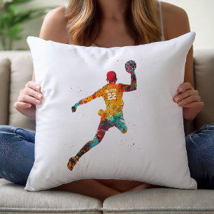 Colourful Handball Player Throw Pillow