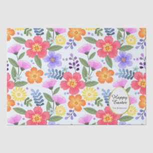 Colourful Handdrawn Vibrant Floral Pink Easter Tissue Paper