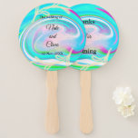 Colourful handpainted acrylic fluid pour wedding hand fan<br><div class="desc">Ideal for wedding</div>