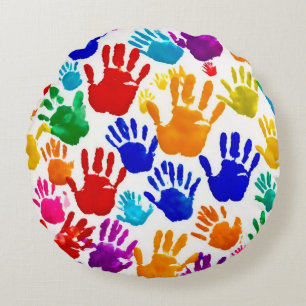Colourful HandPrint Round Pillow