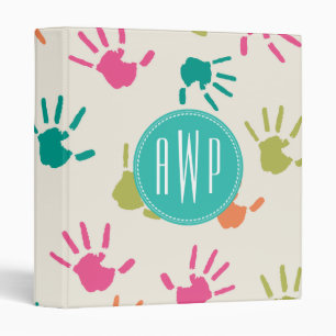 Colourful Handprints Monogram Teacher Binder