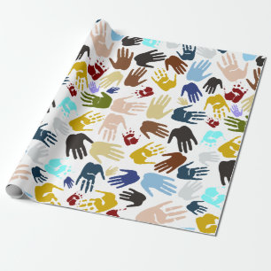 Colourful Handprints Wrapping Paper
