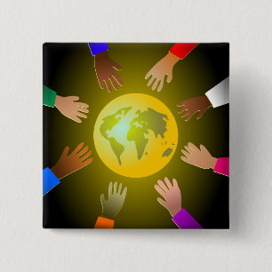 Colourful Hands 2 Inch Square Button