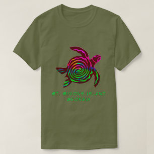 Colourful Handsome St. Simons Island GA Sea Turtle T-Shirt