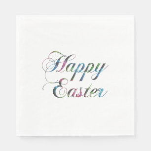 Colourful Handwriting Happy Easter Napkin