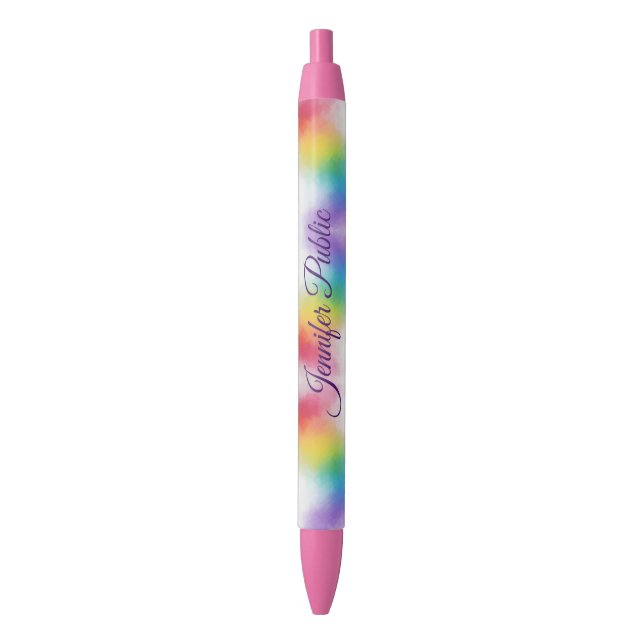 Colourful Handwriting Name Script Template Pretty Blue Ink Pen (Front Vertical)
