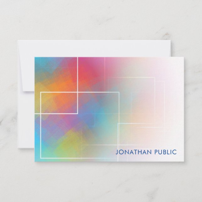 Colourful Handwriting Script Monogrammed Elegant Card (Front)