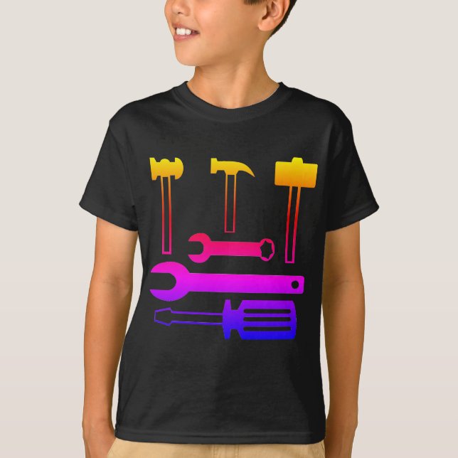 Colourful Handyman Tools Boys T-Shirt (Front)