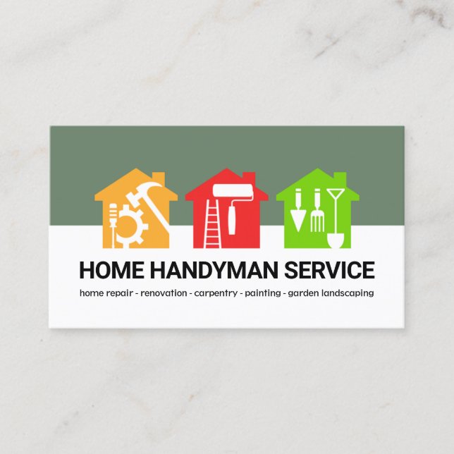 Colourful Handyman Tools Home Repair Business Card (Front)
