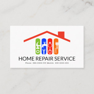 Colourful Handyman Tools Roof Building Business Card