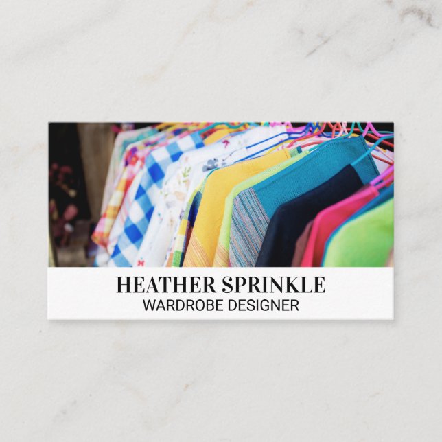Colourful Hanging Clothes Business Card (Front)