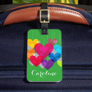 Colourful Hanging Hearts Personalized Luggage Tag