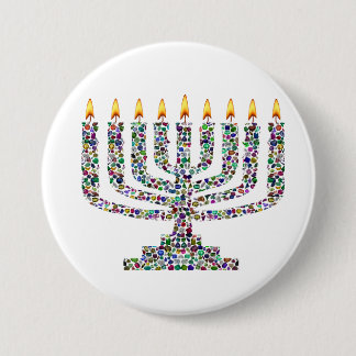 Colourful Hanukkah Candle 3 Inch Round Button