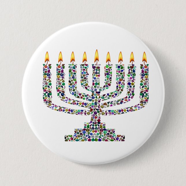 Colourful Hanukkah Candle 3 Inch Round Button (Front)