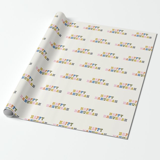 Colourful Hanukkah Western Retro Unique Fun Holida Wrapping Paper (Unrolled)