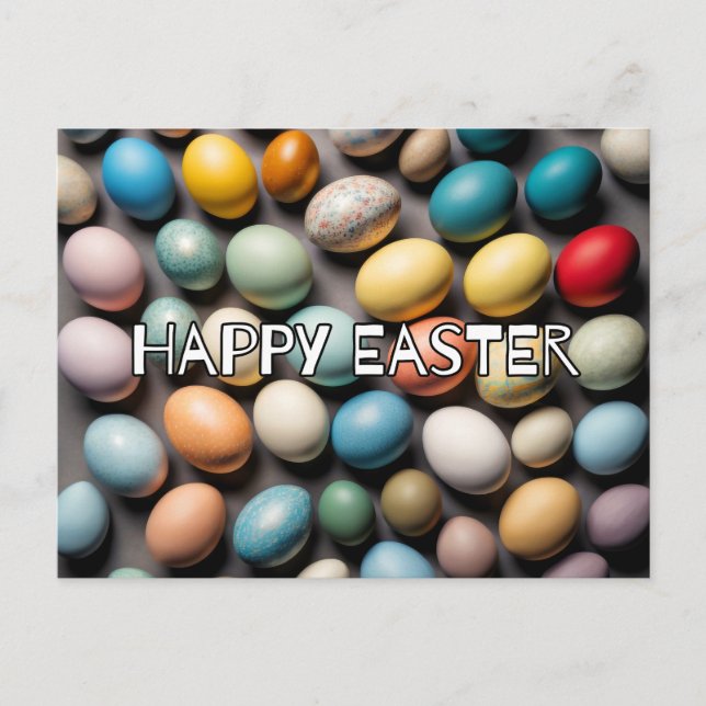 Colourful Happpy Easter Eggs Postcard (Front)