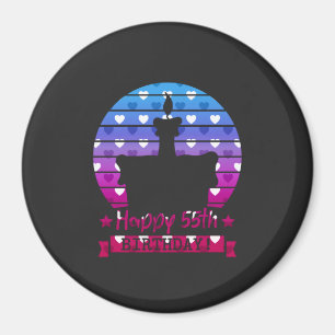 Colourful Happy 55th birthday cake with hearts Magnet