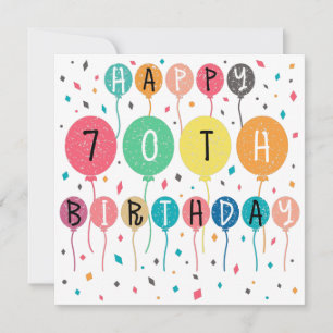 Colourful Happy 70th birthday with balloons Save The Date
